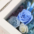 Preserved fresh flower with white wood box frame use for wedding, valentine,festival day